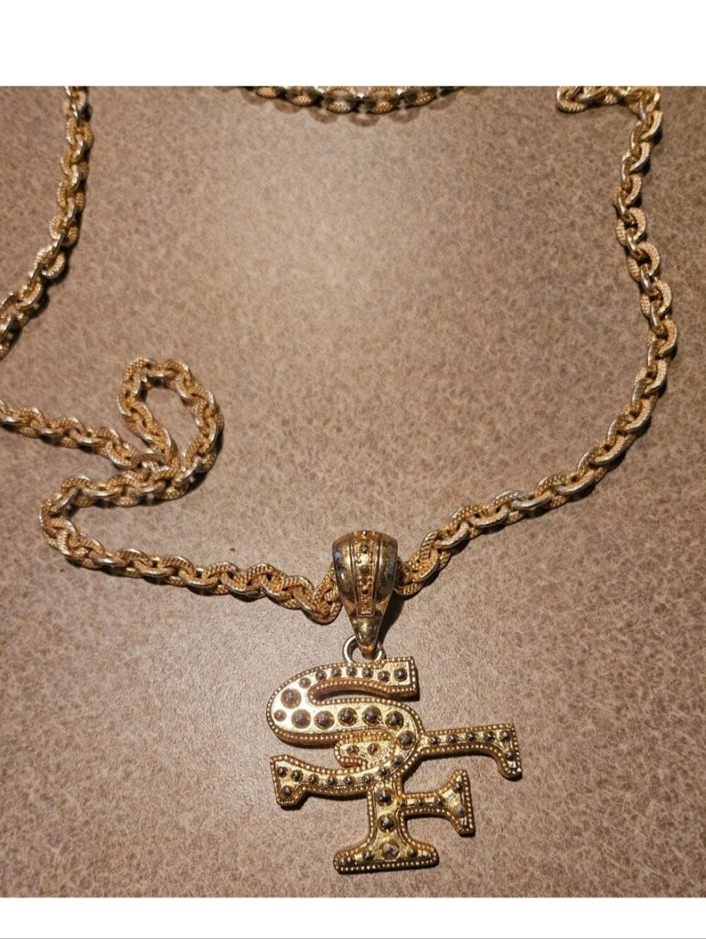 San Francisco Long Metal Chain Gold Color Used 16 inch Fashion Jewelry